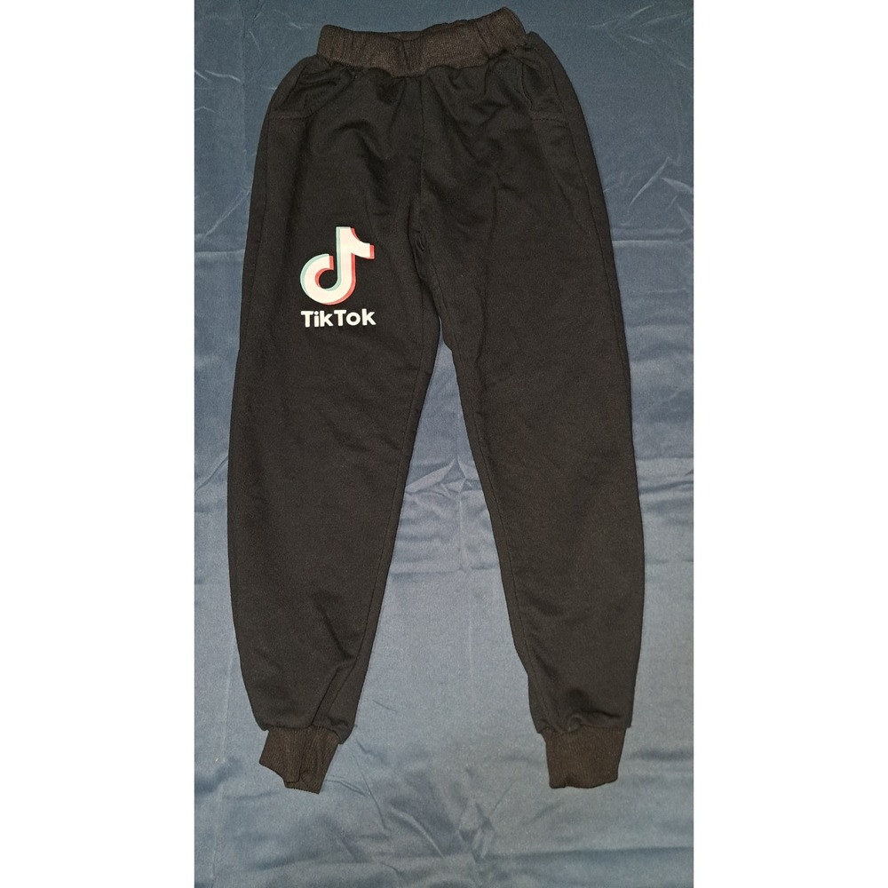 GIRLS; Tik Tok Sweatpants Size 5-7, Black -Fun